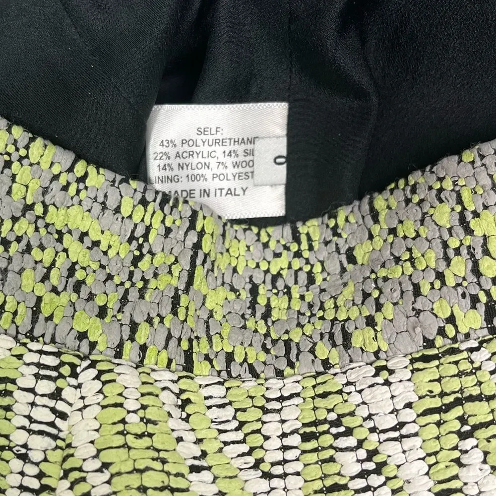 Proenza Schouler printed green textured mini pencil skirt size 0